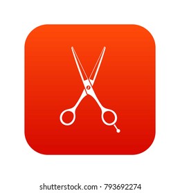Scissors icon digital red for any design isolated on white vector illustration