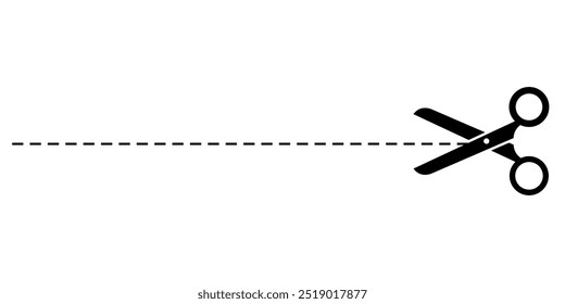 scissors icon and dotted line, scissors symbol here
