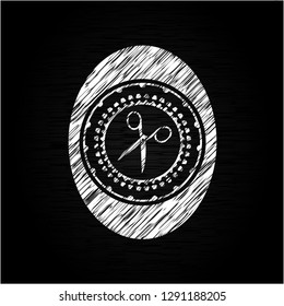 scissors icon drawn with chalkboard texture