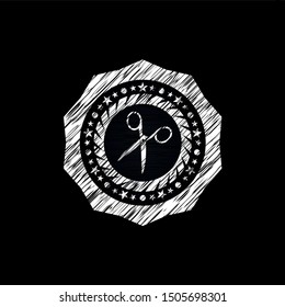 scissors icon drawn with chalkboard texture