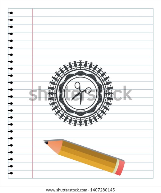 scissors icon drawn in pencil. Vector\
Illustration.\
Detailed.