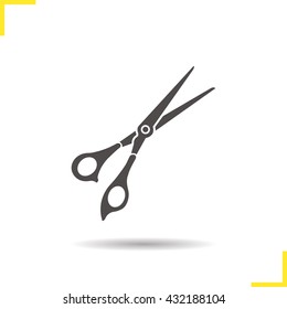 Scissors icon. Drop shadow silhouette symbol. Shears. Negative space. Vector isolated illustration