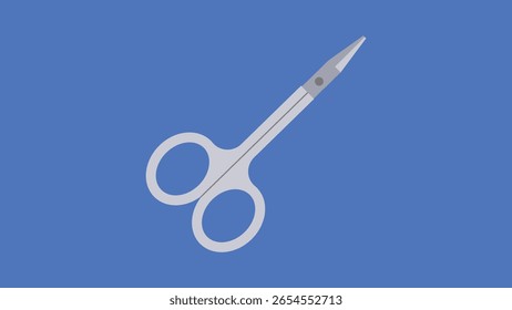 Scissors icon in flat design on blue background. Vector illustration.