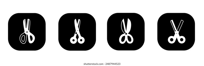 Icono de tijeras en plano. Diseño de iconos de tijeras. Vector estándar.