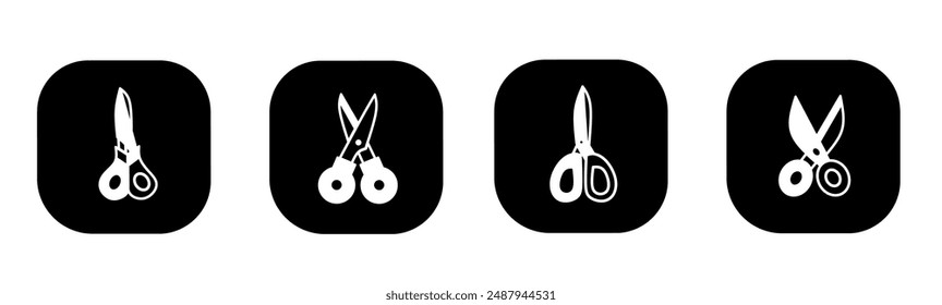 Icono de tijeras en plano. Diseño de iconos de tijeras. Vector estándar.