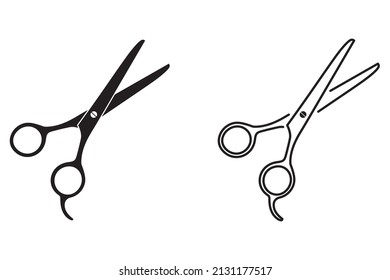 scissors icon in flat and line shape, isolated vector illustration