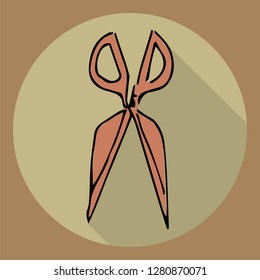 scissors icon. flat with shadows. vector