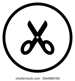 scissors Icon. Flat style Circle Shape isolated on white background. Vector illustration
