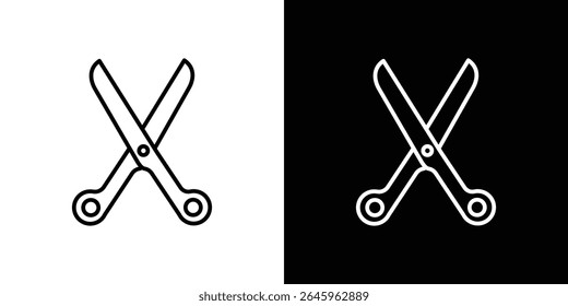 Ícone de tesoura Vetor de logotipo de estilo plano. perfeito para designs de interface de usuário