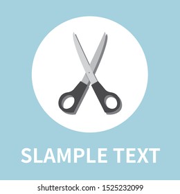 scissors icon in flat style -  On blue background. Vector design element 