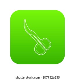 Scissors icon green vector isolated on white background