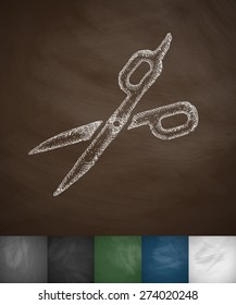 scissors icon. Hand drawn vector illustration. Chalkboard Design