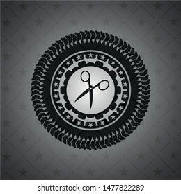 scissors icon inside dark badge