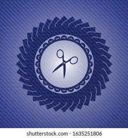 scissors icon inside jean background