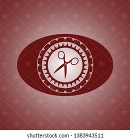 scissors icon inside red icon or emblem