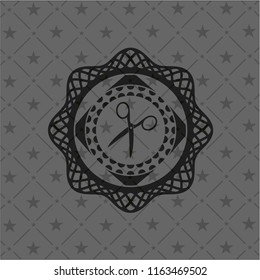 scissors icon inside retro style black emblem