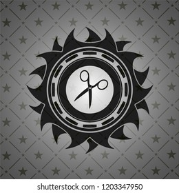 scissors icon inside retro style black emblem