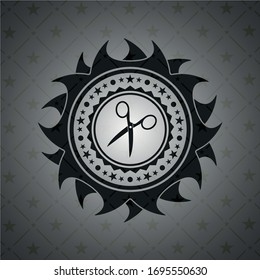 scissors icon inside retro style black emblem