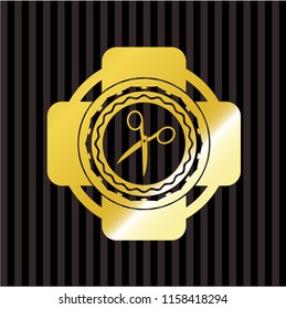 scissors icon inside shiny badge