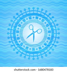 Schere Symbol in der Darstellung der Wasserwelle.