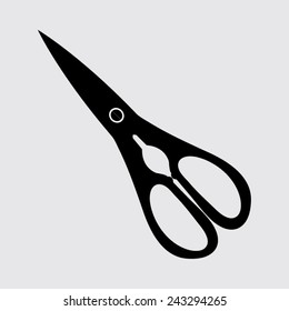 Scissors icon isolated on a grey background