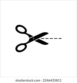 Icono de tijeras, aislado en fondo blanco.