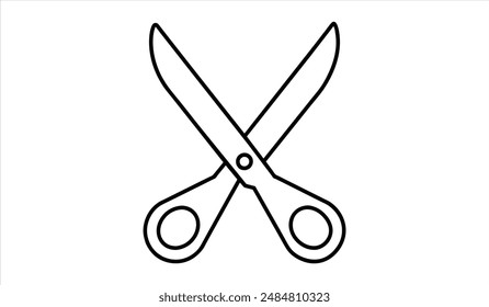 scissors icon. line art,	Editable stroke. Vector illustration.