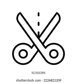 icono tijeras. Diseño De Estilo De Arte De Línea Aislado En Fondo Blanco
