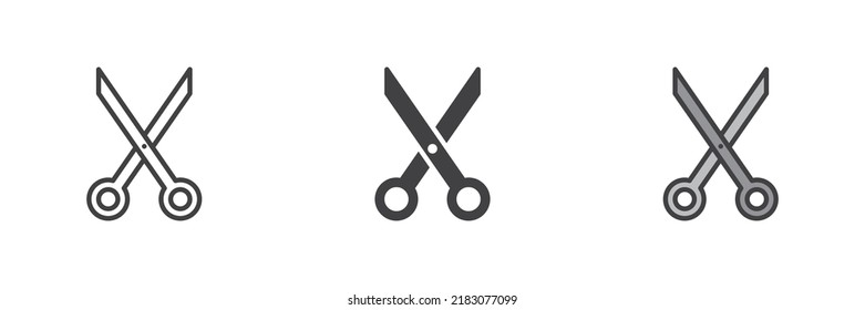 Scissors icon. Line, glyph and filled outline colorful version, outline and filled vector sign. Symbol, logo illustration. Different style icons set. Vector graphics