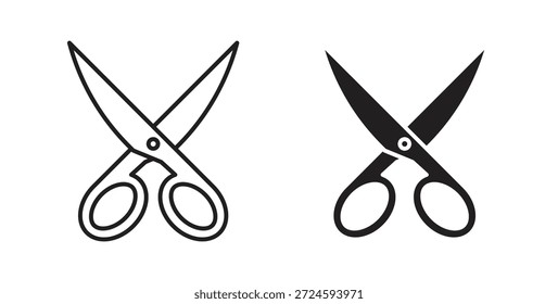 Scissors icon with line and silhouette versions.