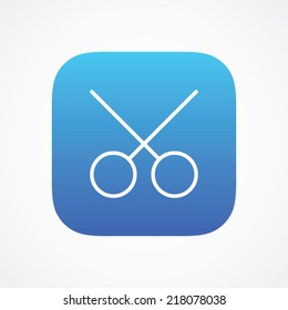 Scissors icon in line style on the rounded button