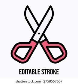 Scissors Icon, Lineal colour style vector icon, Editable stroke. 
