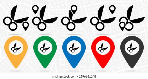 Scissors icon in location set. Simple glyph, flat illustration element of education theme icons