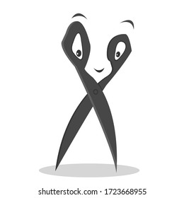 Scissors icon logo eyes and face cartoon isolated on white background vector

