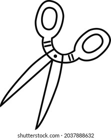 Scissors icon, logo isolated on a white background.Black and white outline. An isolated clipart with a scissors symbol. Black and white scissors icon on a white background. Vector illustration.