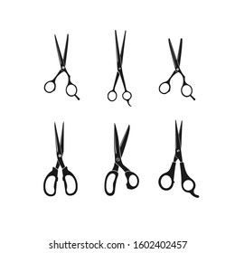 Scissors icon logo vector illustration template. Set of Black Scissors on white background