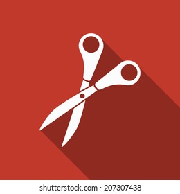 scissors icon with long shadow