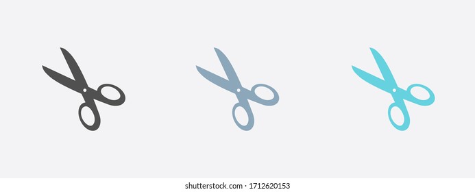 Scissors icon. Mark cut here. Flat design. Scissors with-cut lines icon.
