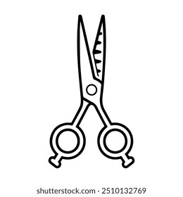 Icono de tijeras o símbolo de línea moderno. Vector línea de arte y diseño de iconos con contorno en negrita. Blanco y negro Pixel Símbolo minimalista perfecto aislado fondo blanco. Silueta simple signo delgado