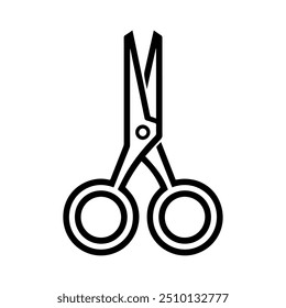 Scheren-Symbol oder modernes Liniensymbol. Vektorliniengrafik und Symboldesign mit fettgedrucktem Umriss. Schwarz-weißes Pixel Perfektes minimalistisches Symbol einzeln auf weißem Hintergrund. Silhouette einfaches dünnes Zeichen