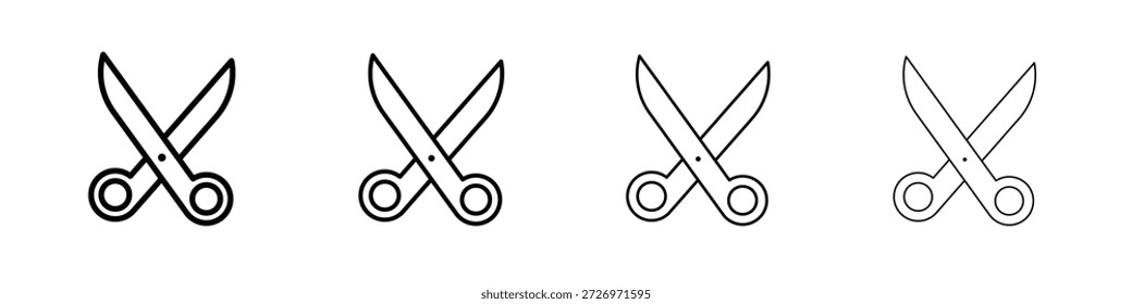 Scheren-Symbol im modernen Strichlinienstil. Vektor 10 eps