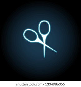 scissors icon in neon style. Simple thin line, outline vector of web, minimalistic icons for UI and UX, website or mobile application