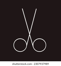 Scissors icon on black background. Vector illustration.