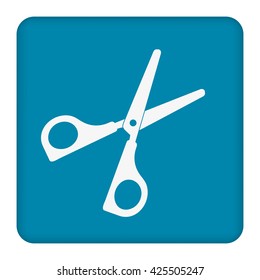 Scissors icon on  blue background.  Vector illustration