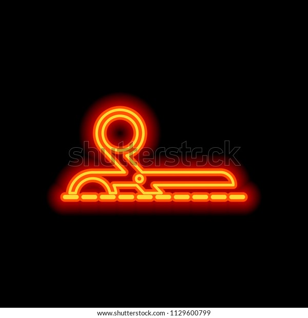 scissors icon. Orange neon style on black\
background. Light\
icon
