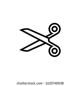 Scissors Icon in outline, lineart style on white background