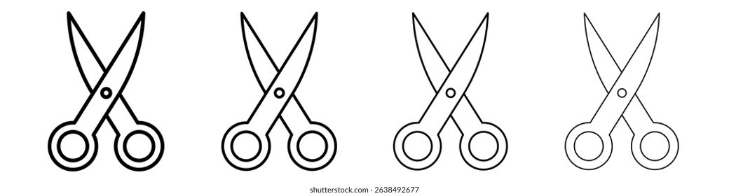 Scissors icon Outline sign symbol set