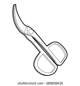 Scissors icon in outline style isolated on white vector illustration