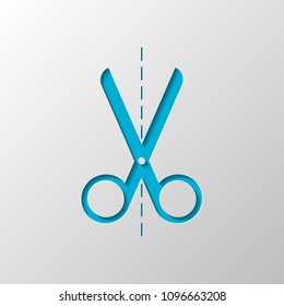 scissors icon. Paper design. Cutted symbol with shadow