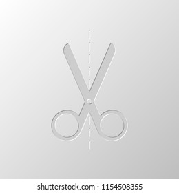 scissors icon. Paper design. Cutted symbol. Pitted style